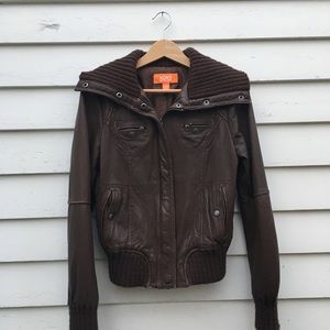 Michael Kors Leather Bomber Jacket